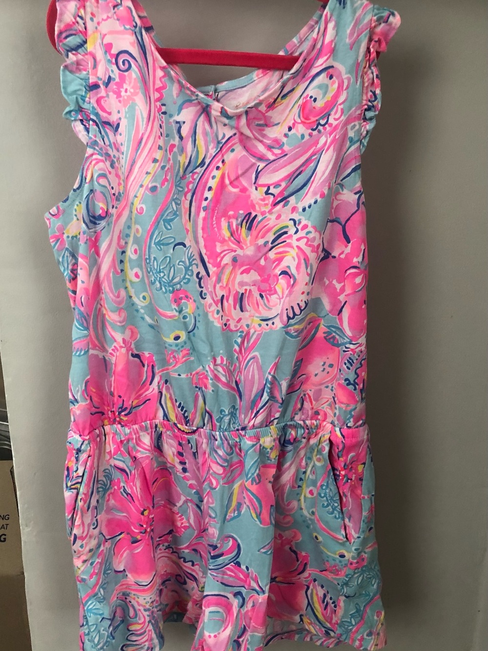 Girls Pink & Light Blue Floral Sleeveless Dress XL 12-14